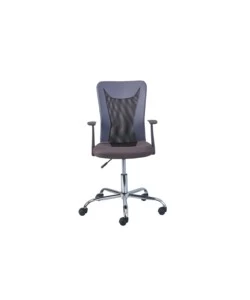 Poltroncina ufficio nera con braccioli e ruote, 55x54,5x85-95 cm